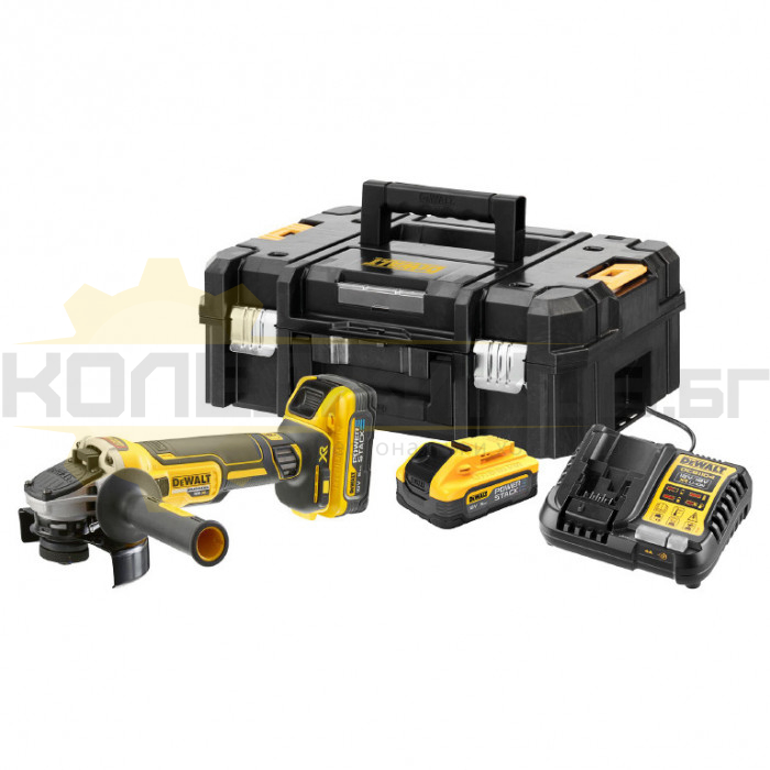 Акумулаторен ъглошлайф DeWALT DCG409H2T-QW Set, 18V, 2x5 Ah, 125 мм., 9000 об/мин - 