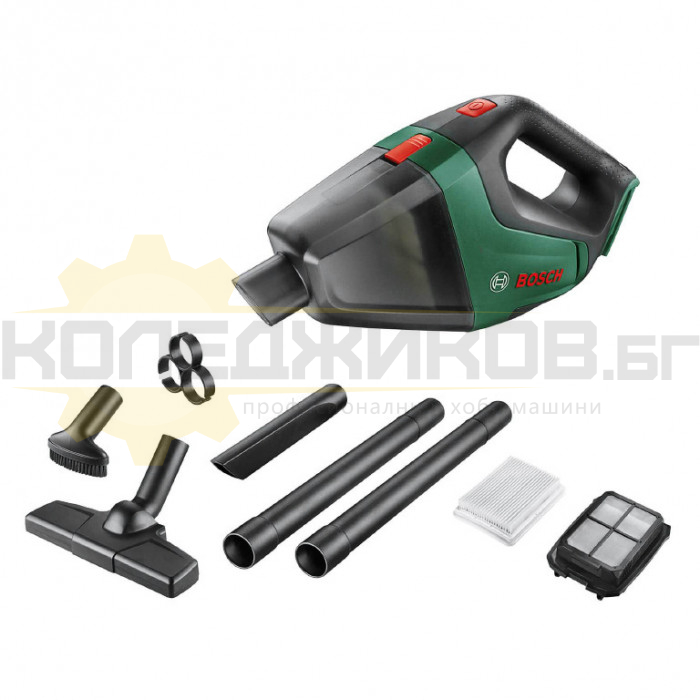 Акумулаторна прахосмукачка BOSCH UniversalVac 18V SOLO, 18V, 90 mbar, 1680 л/мин., 0.5 л - 