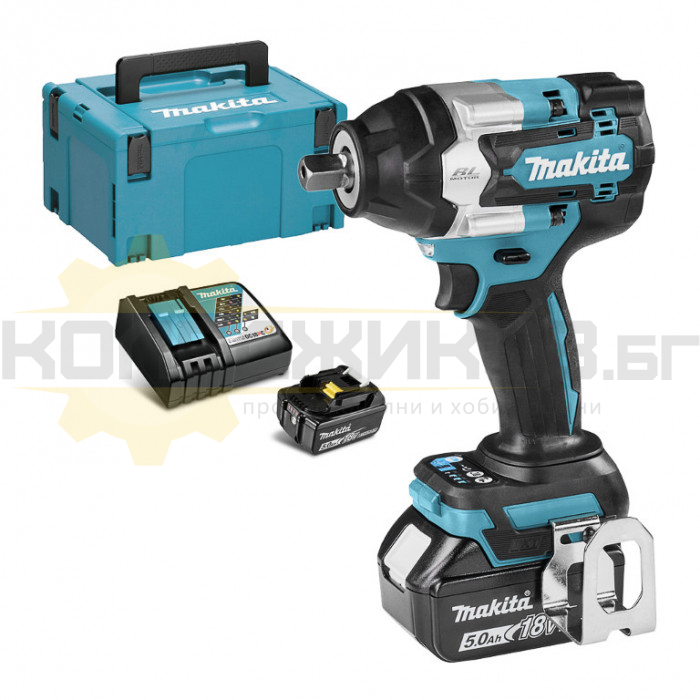 Акумулаторен ударен гайковерт MAKITA DTW701RTJ Set, 18V, 2x5 Ah, 1000 Nm, 2200 об/мин., 2700 уд/мин - 