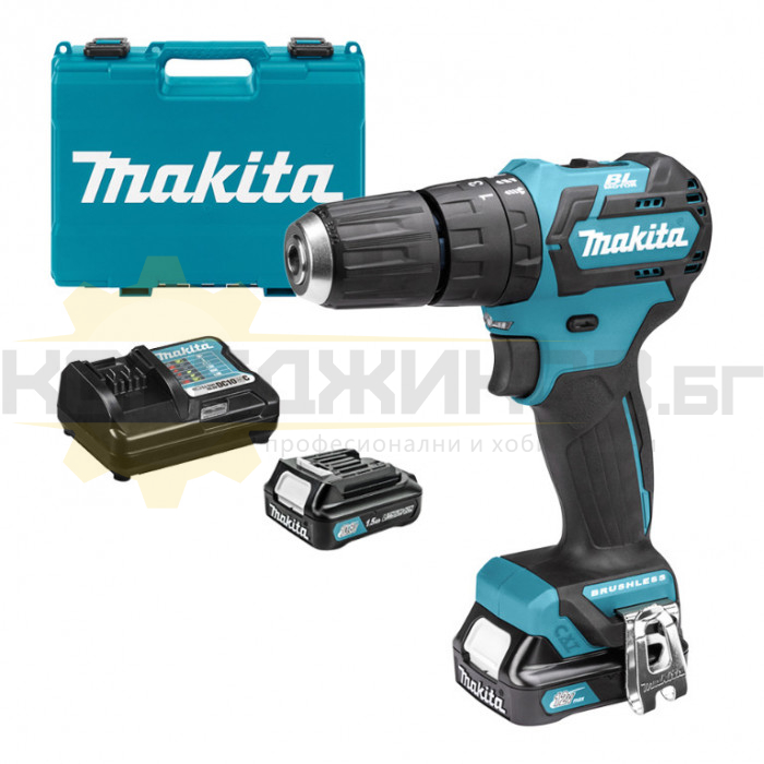 Акумулаторна бормашина / винтоверт - ударна MAKITA HP332DWYE Set, 12V, 2x1.5 Ah, 35 Nm, 1500 об/мин., 22500 уд/мин - 