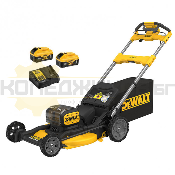 Акумулаторна косачка за трева - самоходна DeWALT DCMWSP156W2-QW Set, 2x18V, 2x8 Ah, 53 см., 67 л - 