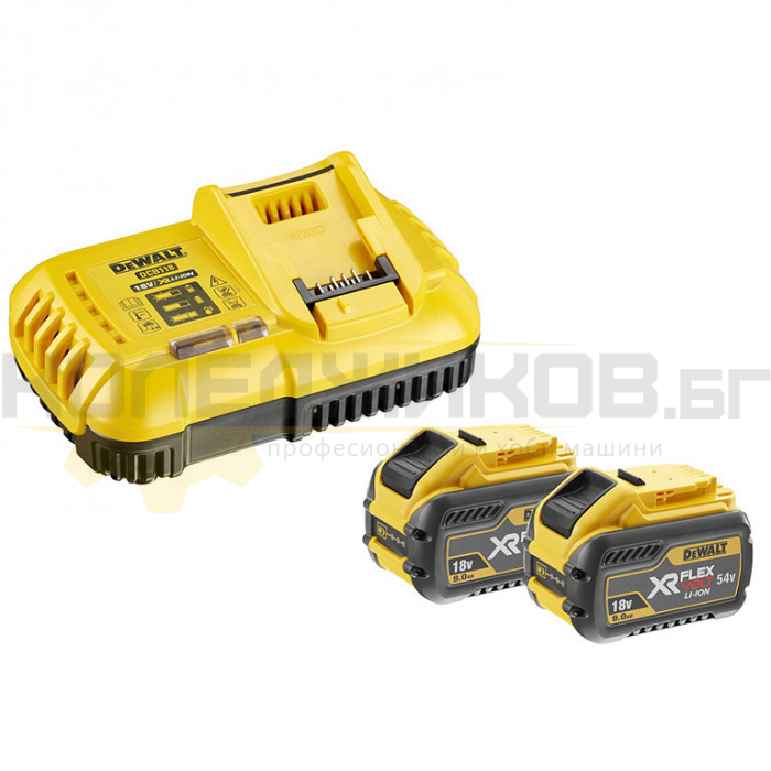 Акумулаторни батерии и зарядно устройство DeWALT DCB118X2-QW, 54/18V, 3/9 Ah - 