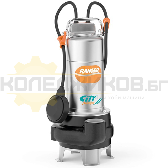 Фекална дренажна помпа CITY PUMPS RANGER 15/35M, 1100W, 500 л/мин., 14 м - 