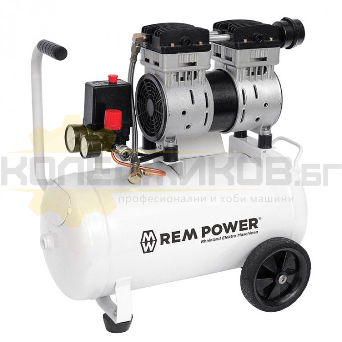 Компресор за въздух - безмаслен REM Power EL 150/8/24, 800W, 150 л/мин., 24 л - 