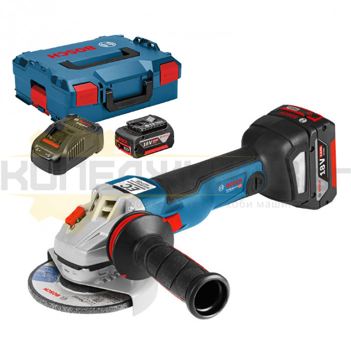 Акумулаторен ъглошлайф BOSCH GWS 18V-10C Set, 18V, 2x5 Ah, 125 мм., 9000 об/мин - 