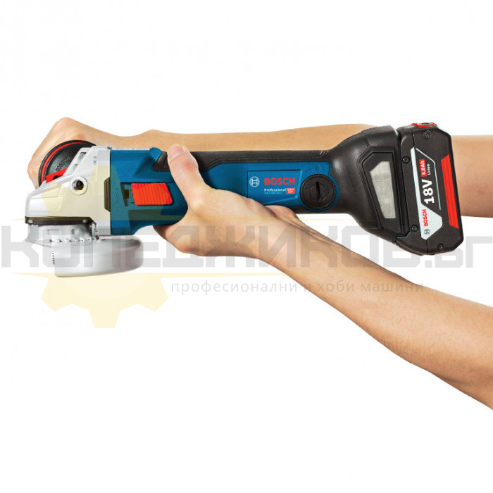 Акумулаторен ъглошлайф BOSCH GWS 18V-10C Set, 18V, 2x5 Ah, 125 мм., 9000 об/мин - 