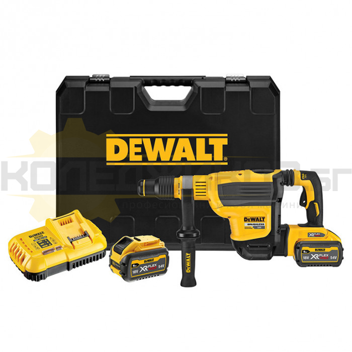 Акумулаторен перфоратор DEWALT DCH614X2-QW SDS-Max Set, 54/18V, 2x3/9 Ah, 10.5 J, 2900 уд/мин., 380 об/мин - 