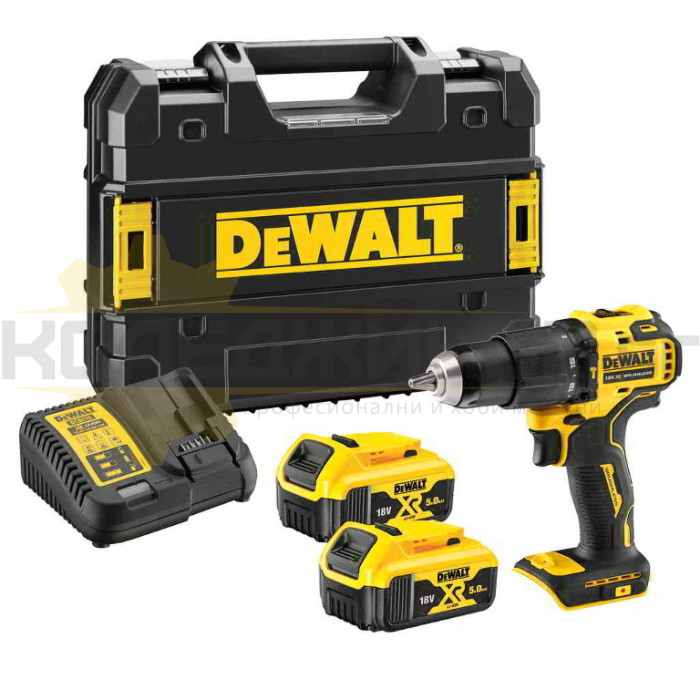 Акумулаторна бормашина / винтоверт DeWALT DCD708P2T-QW Set, 18V, 2x5 Ah, 65 Nm, 1650 об/мин - 