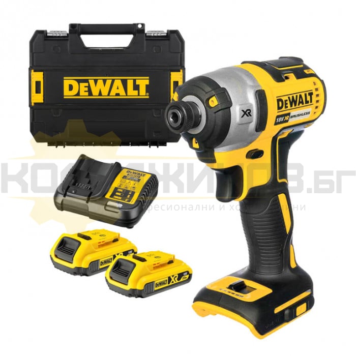 Акумулаторен винтоверт - ударен DeWALT DCF840D2T-QW Set, 18V, 2x2 Ah, 192 Nm, 3200 об/мин., 4200 уд/мин - 