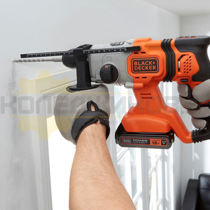 Акумулаторен перфоратор BLACK+DECKER BCD900E2K-QW SDS-Plus Set, 18V, 2x2.5 Ah, 1.2 J, 1880 об/мин - 