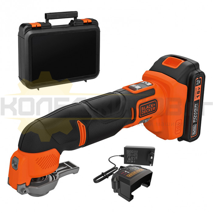 Мултифункционален инструмент - Осцилатор BLACK+DECKER BDCOS18D1K-QW Set, 18V, 2x2 Ah, 8000-18000 вибр/мин - 