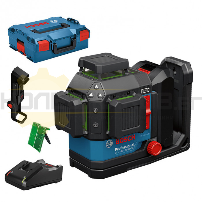 Лазерен нивелир - линеен BOSCH GLL 18V-120-33 CG Set, 18V, 4 Ah, 35 м., 120 м., 0.3 мм/м - 