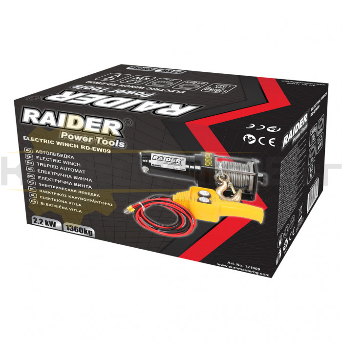 Автолебедка RAIDER RD-EW09, 12V, 2200W, 5.9 м/мин., 14 м., 1360 кг - 