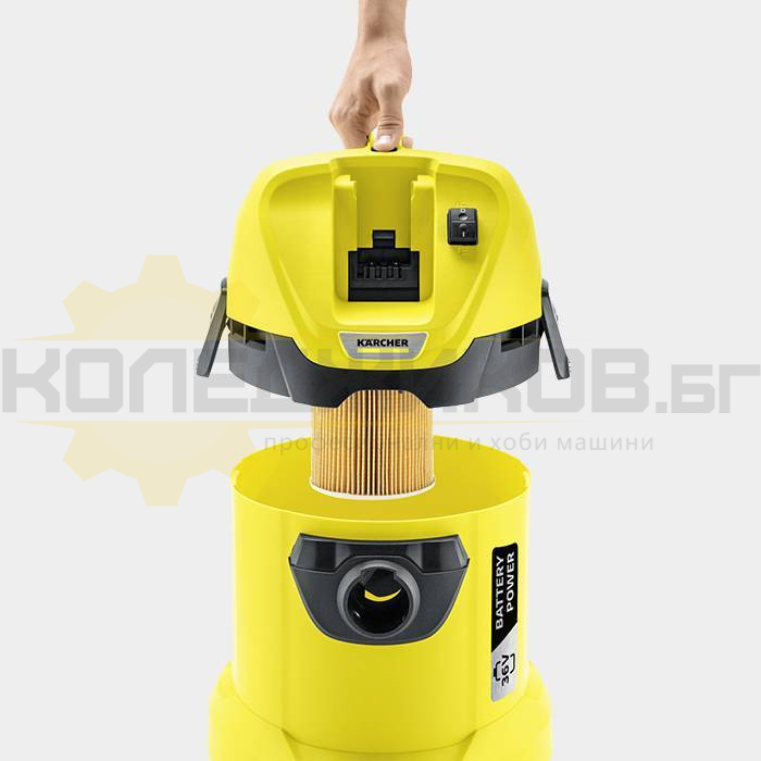 Акумулаторна прахосмукачка за сухо и мокро почистване KARCHER WD 3 SOLO, 36V, 17 л - 