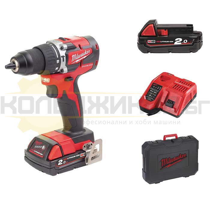 Акумулаторен винтоверт - ударен MILWAUKEE M18CBLPD-202C, 18V, 2x2 Ah, 60 Nm, 1800 об/мин., 27000 уд/мин - 