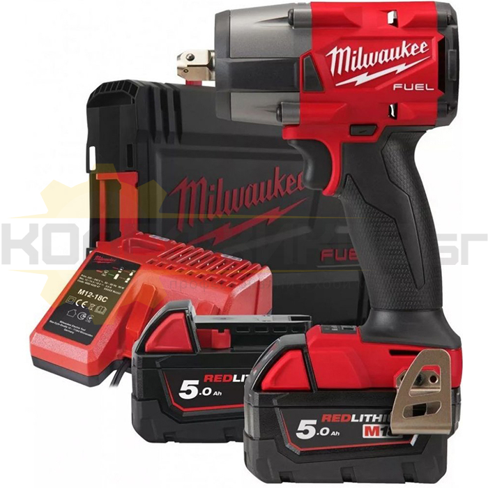 Акумулаторен ударен гайковерт MILWAUKEE M18 FMTIW2P12-502X, 18V, 2x5 Ah, 745 Nm, 1325 об/мин., 3100 уд/мин - 