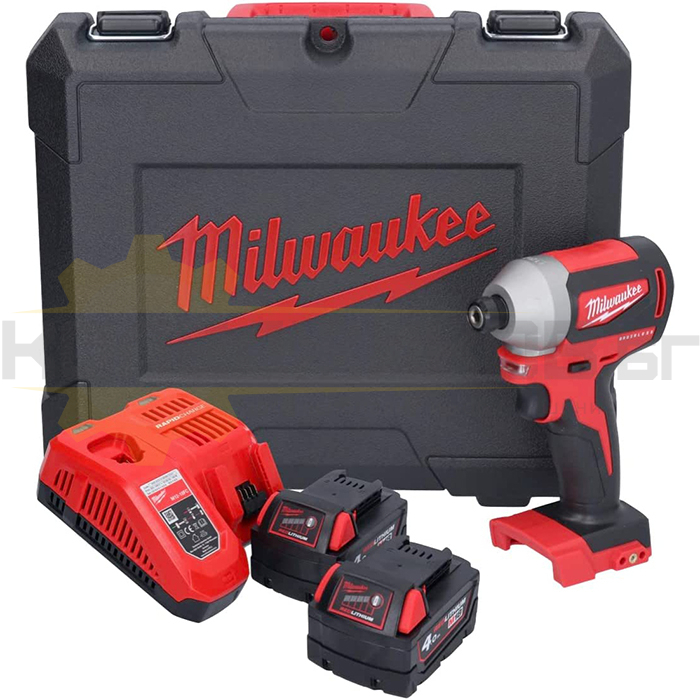 Акумулаторен винтоверт - ударен MILWAUKEE M18 CBLID-402C, 18V, 2x4 Ah, 180 Nm, 3400 об/мин., 4200 уд/мин - 