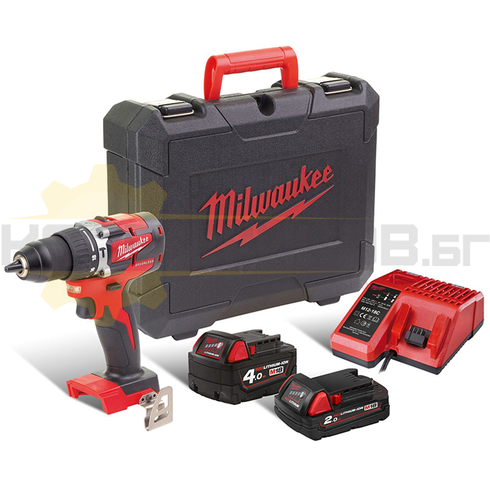 Акумулаторен винтоверт - ударен MILWAUKEE M18 CBLPD-422C, 18V, 2+4 Ah, 60 Nm, 1800 об/мин., 27000 уд/мин - 