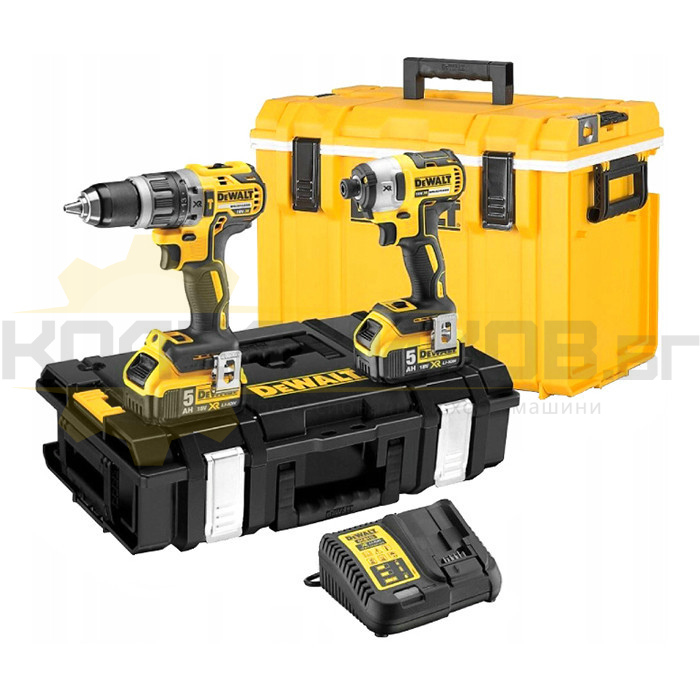 Комплект акумулаторен винтоверт и ударен гайковерт DCD796+DCF887 DeWALT DCK266P2C, 18V, 2x5 Ah - 