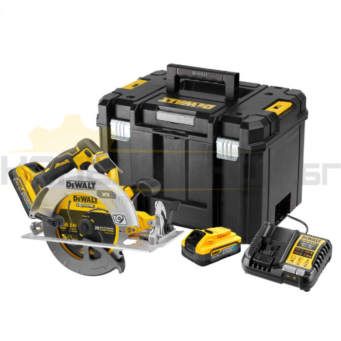 Акумулаторен ръчен циркуляр DeWALT DCS573H2T Set, 18V, 2x5 Ah, 190 мм., 5500 об/мин - 