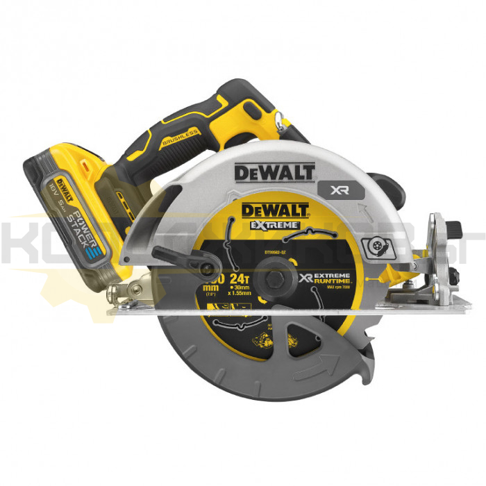 Акумулаторен ръчен циркуляр DeWALT DCS573H2T Set, 18V, 2x5 Ah, 190 мм., 5500 об/мин - 