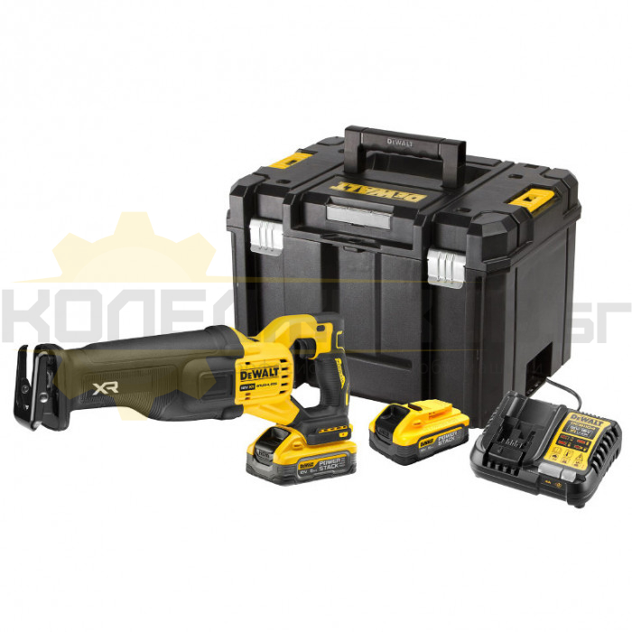 Акумулаторен саблен трион DeWALT DCS386H2T Set, 18V, 2x5 Ah, 3000 хода/мин., 29 мм - 