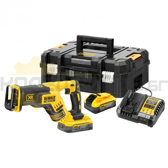 Акумулаторен саблен трион DeWALT DCS367H2T Set, 18V, 2x5 Ah, 2900 хода/мин., 29 мм - 