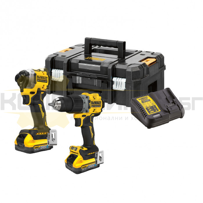 Комплект акумулаторен ударен винтоверт и гайковерт DCD805+DCF850 DeWALT DCK2050H2T, 18V, 2x5 Ah - 