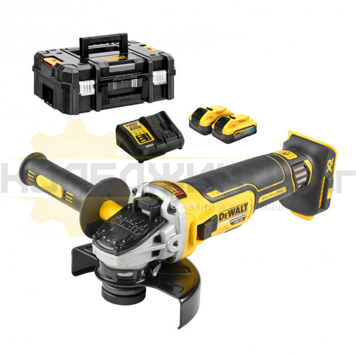 Акумулаторен ъглошлайф DeWALT DCG405H2T-QW Set, 18V, 2x5 Ah, 125 мм., 9000 об/мин - 