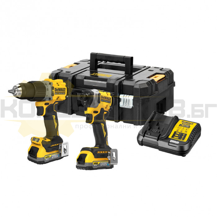 Комплект акумулаторен ударен винтоверт и гайковерт DCD805+DCF850 DeWALT DCK2050E2T, 18V, 2x1.7 Ah - 