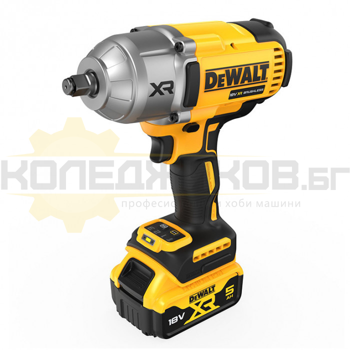 Акумулаторен ударен гайковерт DeWALT DCF900P2T-QW Set, 18V, 2x5 Ah, 1898 Nm, 2300 об/мин., 2200 уд/мин - 