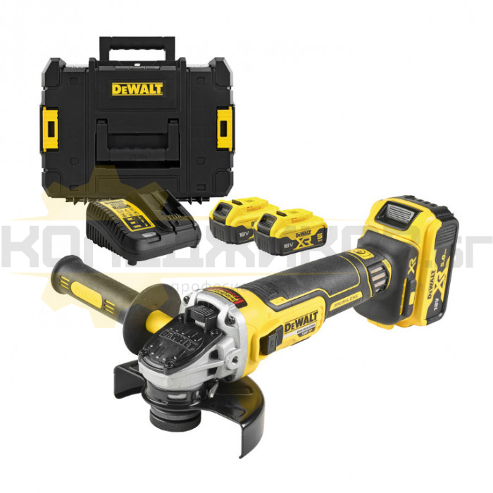 Акумулаторен ъглошлайф DeWALT DCG405P3-QW Set, 18V, 3x5 Ah, 125 мм., 9000 об/мин - 