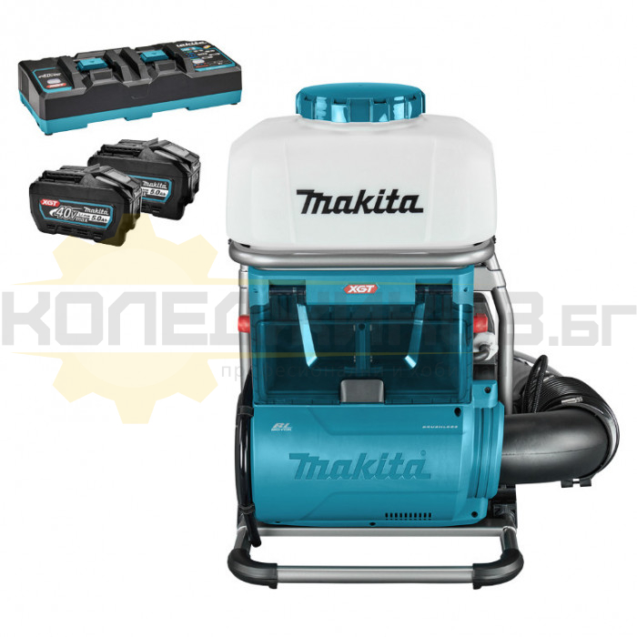 Акумулаторна пръскачка - гръбна MAKITA PM001GT202 Set, 40V, 2x5 Ah, 14.3 куб.м/мин., 15 л - 