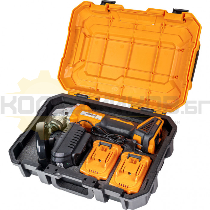 Акумулаторен ъглошлайф BAUKRAFT BK-BAG73 Set, 18V, 2x4 Ah, 4200-9000 об/мин - 