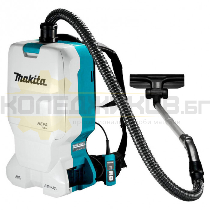 Акумулаторна прахосмукачка - раница MAKITA DVC660Z SOLO, 18+18V, 95W, 110 mbar, 2200 л/мин., 6 л - 