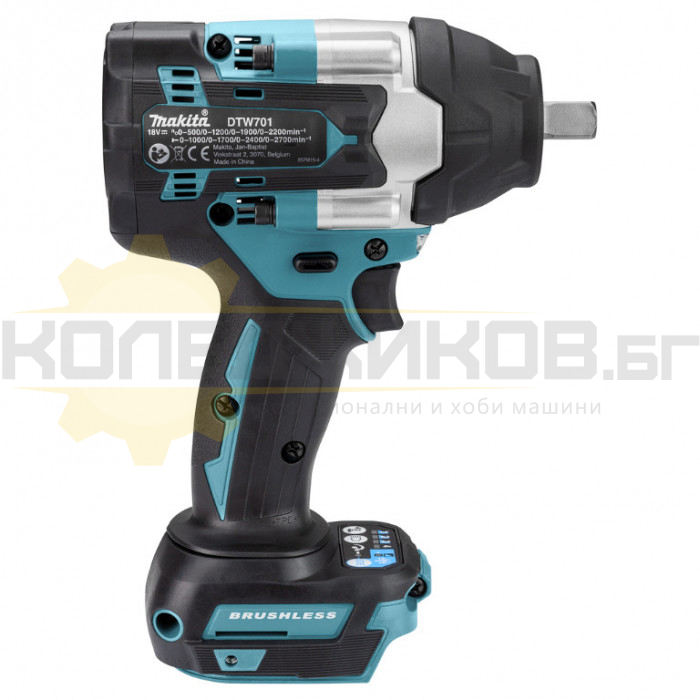 Акумулаторен ударен гайковерт MAKITA DTW701Z SOLO, 18V, 700 Nm, 2200 об/мин., 2700 уд/мин - 