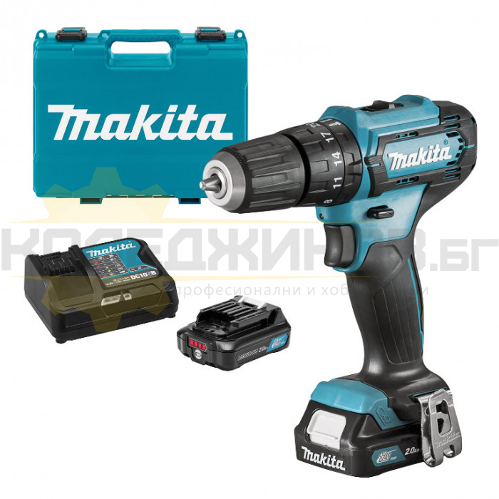 Акумулаторна бормашина / винтоверт - ударна MAKITA HP333DSAE Set, 12V, 2x2 Ah, 30 Nm, 1700 об/мин., 25500 уд/мин - 